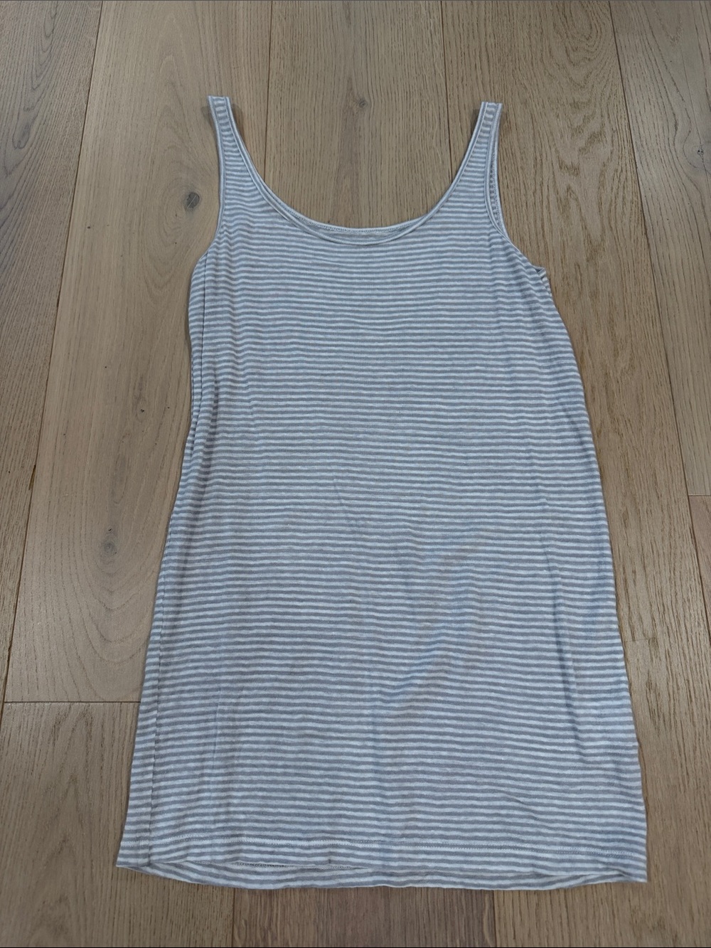 Eileen Fisher Classic Striped Scoop Tank Top - Gray/White Size XS